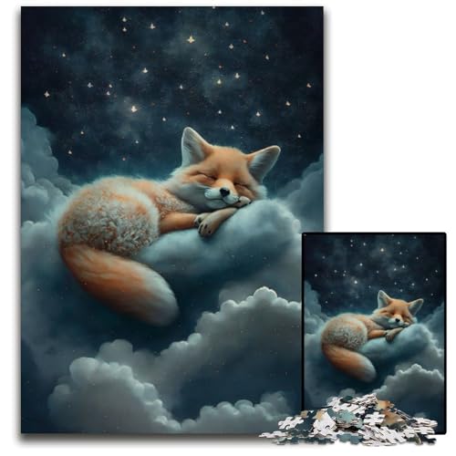 Fuchs im Himmel, 1000-teiliges Puzzle für Erwachsene, Puzzles für Erwachsene, Lernspielzeug für Teenager, Heimbüro-Dekor, 50x75cm/19,68x29,52 Zoll von JIANGENNF