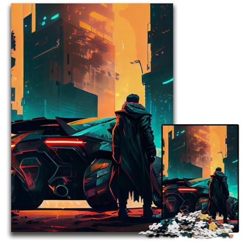 Futuristisches Fahrzeug, 1000-teiliges Puzzle aus Holz für Erwachsene, für Reiseliebhaber und Paare, anspruchsvolles Spielzeug, 50x75cm/19,68x29,52 Zoll von JIANGENNF
