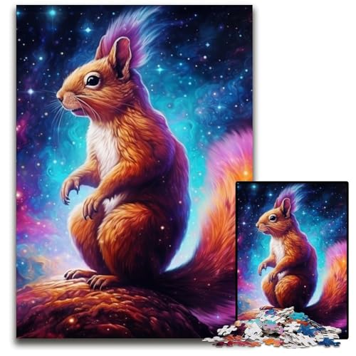 Galaxies Squirrels 1000-teiliges Puzzle, anspruchsvolle Puzzles, interaktives Familienspiel, Denksportaufgabe, Lernspielzeug, 26x38cm/10,23x14,96 Zoll von JIANGENNF