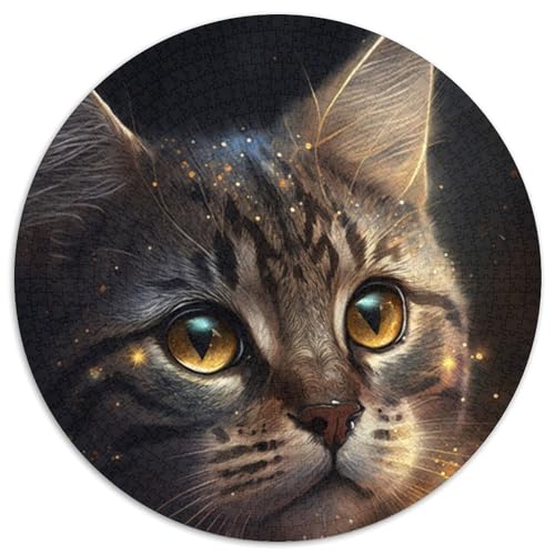 Galaxy Cat 1000-Teile-Puzzle für Erwachsene, 1000-teiliges rundes Puzzle, Teenager, Paare und Freunde zum Geburtstag, zu Weihnachten (Größe 67,5 x 67,5 cm) von JIANGENNF