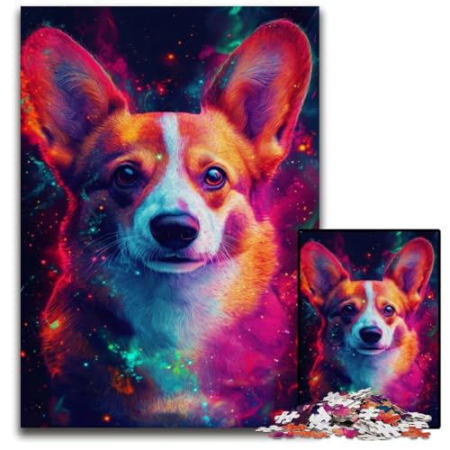 Galaxy Corgi 1000-teiliges Puzzle aus Holz für Erwachsene für Reiseliebhaber und Paare, anspruchsvolles Spielzeug 50x75cm/19,68x29,52 Zoll von JIANGENNF