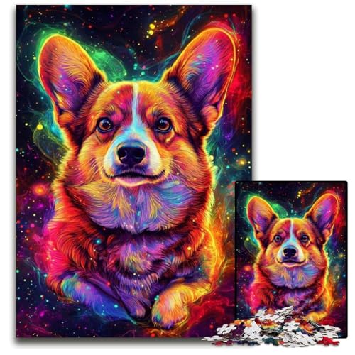 Galaxy Corgi 1000-teiliges Puzzle aus Pappe für Erwachsene für Reiseliebhaber und Paare, anspruchsvolles Spielzeug 26x38cm/10,23x14,96 Zoll von JIANGENNF