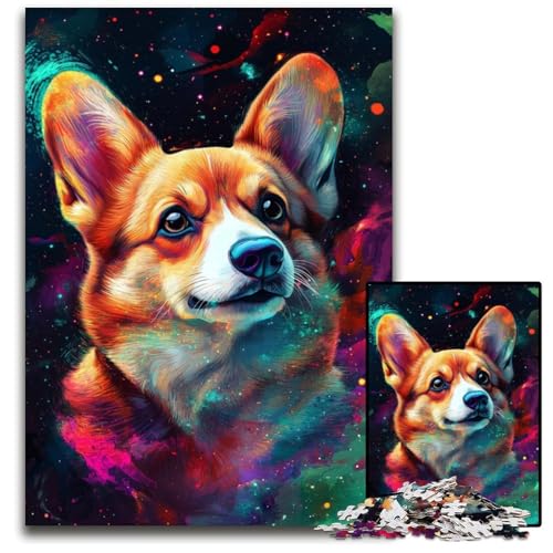 Galaxy Corgi 1000-teiliges Puzzle aus Pappe für Erwachsene für Reiseliebhaber und Paare, anspruchsvolles Spielzeug 26x38cm/10,23x14,96 Zoll von JIANGENNF