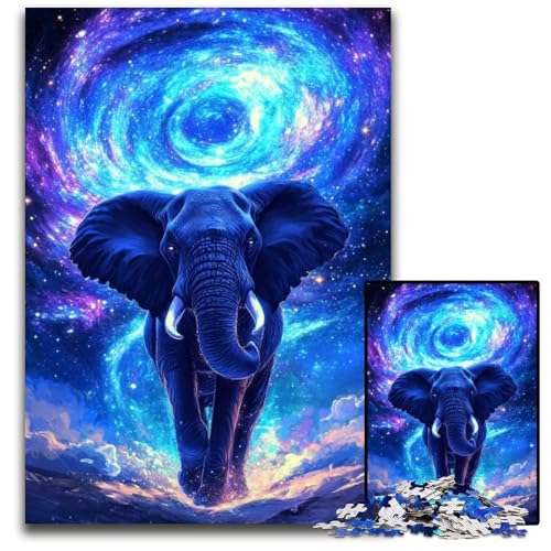 Galaxy Elephant Puzzle 1000 Teile Papppuzzles Weihnachten, Halloween, Ostern, Neujahr 26x38cm/10,23x14,96 Zoll von JIANGENNF