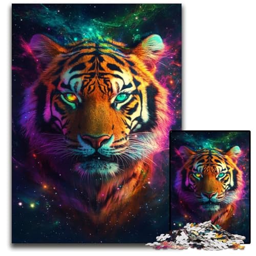 Galaxy Tiger 1000-teiliges Puzzle aus Holz für Erwachsene für Reiseliebhaber und Paare, anspruchsvolles Spielzeug 50x75cm/19,68x29,52 Zoll von JIANGENNF