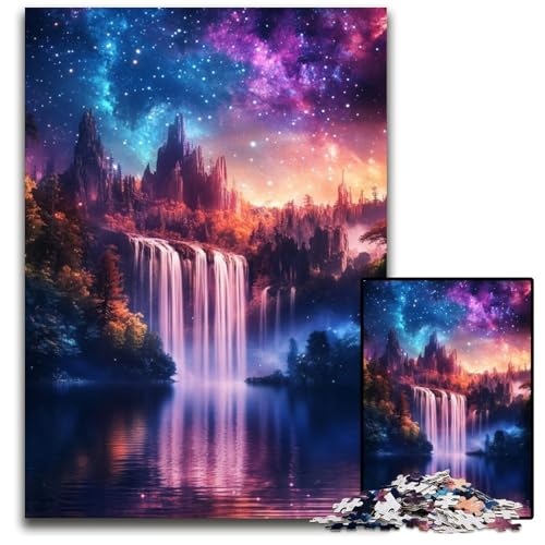 Galaxy Waterfall 1000-teiliges Puzzle aus Pappe für Erwachsene für Reiseliebhaber und Paare, anspruchsvolles Spielzeug 26x38cm/10,23x14,96 Zoll von JIANGENNF