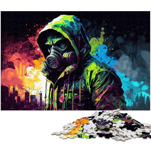 Gasmaske, 1000-teiliges Puzzle, Holzpuzzle, entspannende Unterhaltung, Heimdekoration, 50 x 75 cm / 19,68 x 29,52 Zoll Gasmaske, 1000-teiliges Puzzle, Holzpuzzle, entspannende Unterhaltung, Heimdekoration, 50 x 75 cm / 19,68 x 29,52 Zoll von JIANGENNF