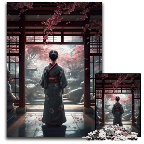 Geisha in Kominka Puzzle 1000 Teile Holzpuzzles Weihnachten, Halloween, Ostern, Neujahr 50x75cm/19,68x29,52 Zoll von JIANGENNF