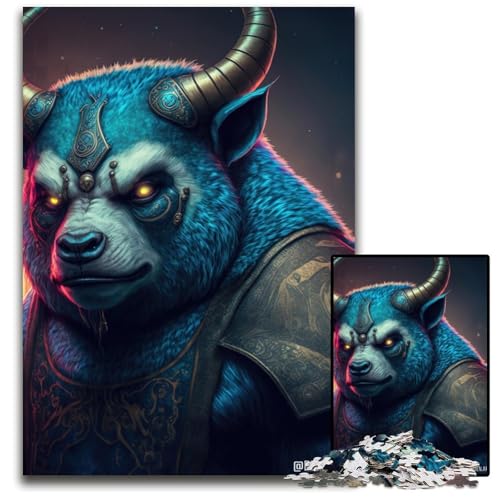 Gepanzerter Bullenbär, 1000-teiliges Puzzle für Erwachsene, Puzzles für Erwachsene, Lernspielzeug für Teenager, Heimbüro-Dekor, 50x75cm/19,68x29,52 Zoll von JIANGENNF