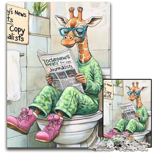 Giraffe Go Toilet Puzzle 1000 Teile für Erwachsene, Papppuzzle für Erwachsene, Familienaktivität, Denksportaufgabe, Heimdekoration, 26x38cm/10,23x14,96 Zoll Giraffe Go Toilet Puzzle 1000 Teile für Erwachsene, Papppuzzle für Erwachsene, Familienaktivität, Denksportaufgabe, Heimdekoration, 26x38cm/10,23x14,96 Zoll von JIANGENNF