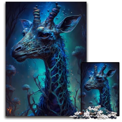 Giraffen-Puzzle aus Einer Anderen Welt, 1000 Teile, Puzzle für Erwachsene, anspruchsvolles Denkspiel, entspannendes Spielzeug für Teenager, 26x38cm/10,23x14,96 Zoll von JIANGENNF