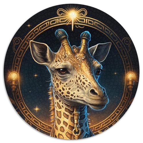 Giraffen-Puzzle für Erwachsene, 1000 Teile, 1000-teiliges rundes Puzzle für Erwachsene, hochschwieriges Denkspiel für Teenager (Größe 67,5 x 67,5 cm) von JIANGENNF