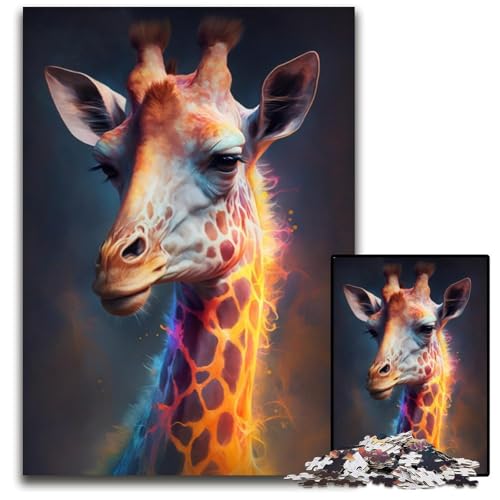 Giraffenmalerei, 1000-teiliges Puzzle aus Karton, Denkspiel für Jugendliche und Familieninteraktion, 26x38cm/10,23x14,96 Zoll von JIANGENNF