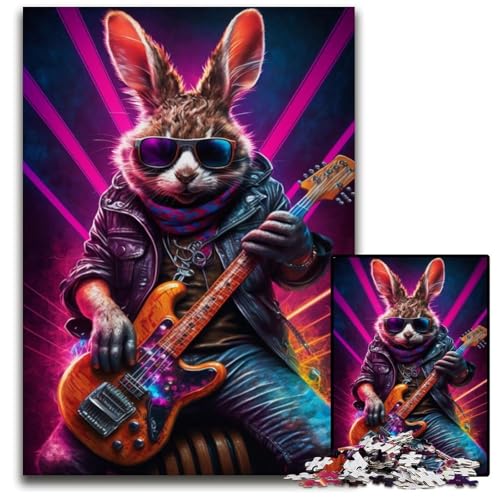 Gitarren-Kaninchen-Puzzle für Erwachsene, 1000-teiliges Holzpuzzle für Erwachsene für Feiertage, Geburtstage und Familienspieleabende, 50x75cm/19,68x29,52 Zoll Gitarren-Kaninchen-Puzzle für Erwachsene, 1000-teiliges Holzpuzzle für Erwachsene für Feiertage, Geburtstage und Familienspieleabende, 50x75cm/19,68x29,52 Zoll von JIANGENNF
