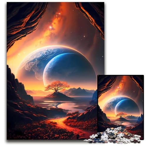 God Tree Planet Cosmos Puzzle 1000 Teile für Erwachsene Puzzle für Erwachsene Interaktives Familienspiel, Gehirn-Herausforderung, Lernspielzeug 26x38cm/10,23x14,96 Zoll von JIANGENNF