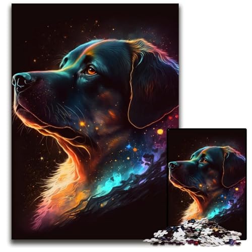 Golden Retriever 1000-teiliges Puzzle aus Pappe für Erwachsene für Reiseliebhaber und Paare, anspruchsvolles Spielzeug 26x38cm/10,23x14,96 Zoll von JIANGENNF
