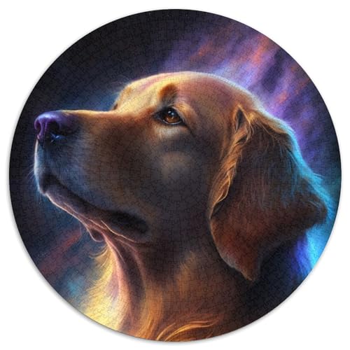 Golden Retriever Cloud Puzzle 1000 Teile, 1000-teiliges rundes Puzzle für Erwachsene, Lernspielzeug für Teenager, Heimbüro-Dekor (Größe 67,5 x 67,5 cm) von JIANGENNF