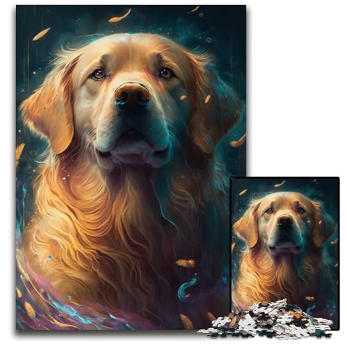 Golden Retriever-Hundemalerei, 1000-teiliges Puzzle, anspruchsvolle Puzzles, interaktives Familienspiel, Gehirnherausforderung, Lernspielzeug, 26x38cm/10,23x14,96 Zoll Golden Retriever-Hundemalerei, 1000-teiliges Puzzle, anspruchsvolle Puzzles, interaktives Familienspiel, Gehirnherausforderung, Lernspielzeug, 26x38cm/10,23x14,96 Zoll von JIANGENNF