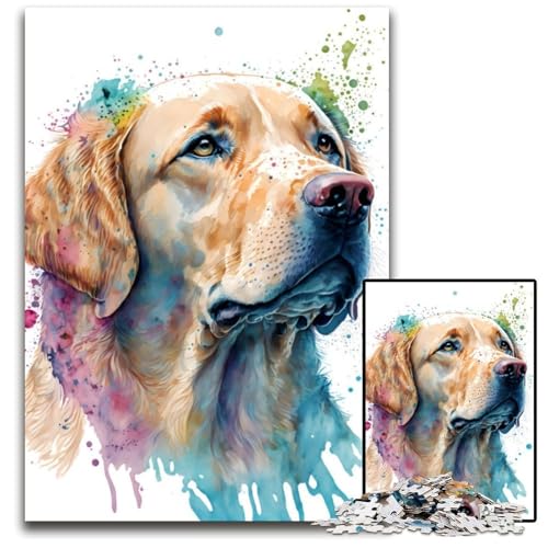 Golden Retriever-Puzzle 1000 Teile für Erwachsene, Denkspiel für Teenager, 26x38cm/10,23x14,96 Zoll von JIANGENNF