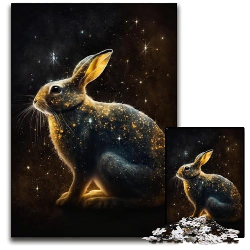 Goldenes Kaninchen, 1000-teiliges Puzzle, schwierige Puzzles für Erwachsene, Teenager, Paare und Freunde zum Geburtstag, Weihnachten, 50x75cm/19,68x29,52 Zoll von JIANGENNF