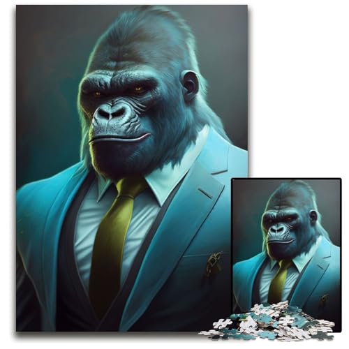 Gorillaanzug-Tierpuzzle für Erwachsene, 1000-teiliges Puzzle für Erwachsene, interaktives Familienspiel, Gehirnherausforderung, Lernspielzeug 26x38cm/10,23x14,96 Zoll von JIANGENNF