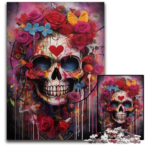 Graffiti-Totenkopf-Puzzle 1000 Teile für Erwachsene, Puzzle für Erwachsene, Familienaktivität, Heimdekoration zum Selbermachen, 26x38cm/10,23x14,96 Zoll Graffiti-Totenkopf-Puzzle 1000 Teile für Erwachsene, Puzzle für Erwachsene, Familienaktivität, Heimdekoration zum Selbermachen, 26x38cm/10,23x14,96 Zoll von JIANGENNF