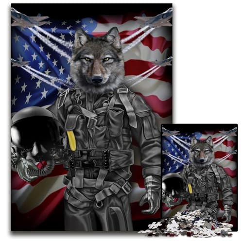 Grauer Wolf in der Luftwaffe, 1000-teiliges Puzzle für Erwachsene, anspruchsvolles Denkspiel – entspannendes Spielzeug für Teenager, 26x38cm/10,23x14,96 Zoll von JIANGENNF