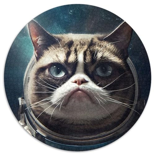 Grumpy Cat Weltraum-Astronauten-Puzzle für Erwachsene, 1000 Teile, pädagogisches Denkspiel, künstlerische Heim- und Bürodekoration, ab 14 Jahren (Größe 67,5 x 67,5 cm) von JIANGENNF