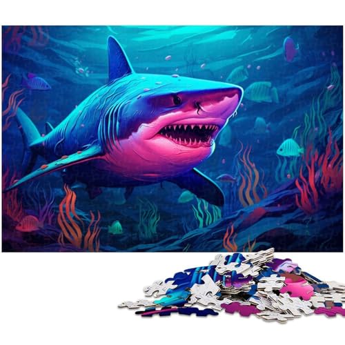 Hai-Puzzle mit 1000 Teilen für Erwachsene, ideal für Familienspaß, Entspannung, 50 x 75 cm / 19,68 x 29,52 Zoll Hai-Puzzle mit 1000 Teilen für Erwachsene, ideal für Familienspaß, Entspannung, 50 x 75 cm / 19,68 x 29,52 Zoll von JIANGENNF
