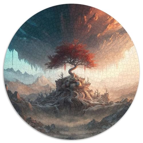 Heaven Tree of Life-Puzzle für Erwachsene, 1000-teiliges, rundes Puzzle, interaktives Familienspiel, Denksportaufgabe als Geschenk, Lernspielzeug (Größe 67,5 x 67,5 cm) von JIANGENNF