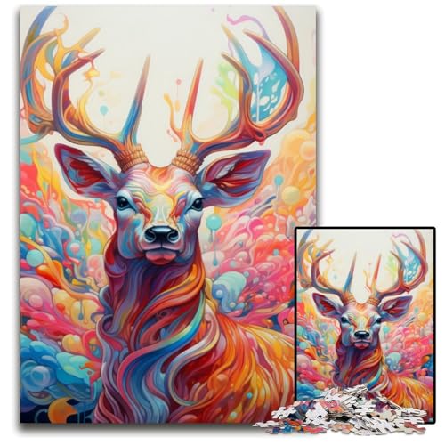 Hirsch-Psychedelic-Art-Puzzle für Erwachsene, 1000-teiliges Kartonpuzzle, interaktives Familienspiel, Denksportaufgabe, Lernspielzeug, 26x38cm/10,23x14,96 Zoll Hirsch-Psychedelic-Art-Puzzle für Erwachsene, 1000-teiliges Kartonpuzzle, interaktives Familienspiel, Denksportaufgabe, Lernspielzeug, 26x38cm/10,23x14,96 Zoll von JIANGENNF