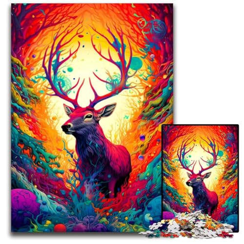 Hirsch-Puzzle, 1000 Teile, Puzzle, Heimaktivität für Feiertage, Geburtstage und Familienspieleabende, 26x38cm/10,23x14,96 Zoll Hirsch-Puzzle, 1000 Teile, Puzzle, Heimaktivität für Feiertage, Geburtstage und Familienspieleabende, 26x38cm/10,23x14,96 Zoll von JIANGENNF