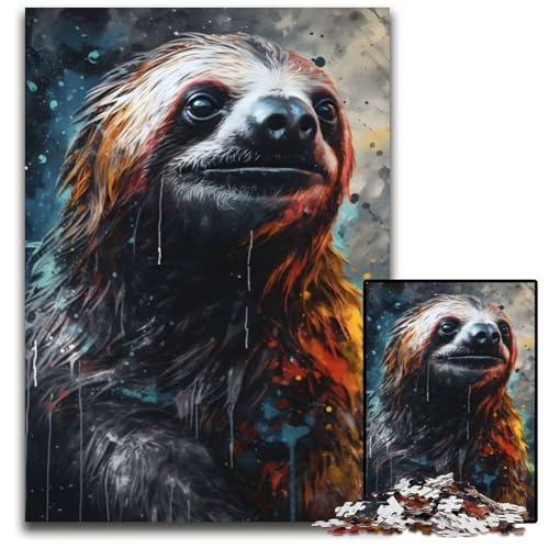 Holzkohle-Faultier-Porträt-Puzzle für Erwachsene, 1000-teiliges Puzzle für Erwachsene, Denkspiel für Teenager, 50x75cm/19,68x29,52 Zoll Holzkohle-Faultier-Porträt-Puzzle für Erwachsene, 1000-teiliges Puzzle für Erwachsene, Denkspiel für Teenager, 50x75cm/19,68x29,52 Zoll von JIANGENNF