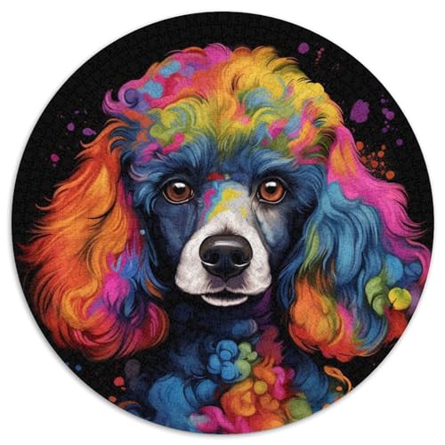Hunde-Puzzle 1000 Teile für Erwachsene, 1000-teiliges rundes Puzzle für Erwachsene, Lernspielzeug für Teenager, Heim- und Bürodekoration (Größe 67,5 x 67,5 cm) von JIANGENNF