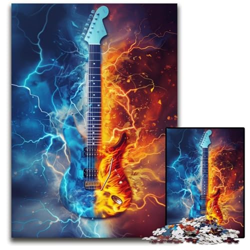 Ice and Fire Gitarren-Puzzle 1000 Teile für Erwachsene, Papp-Puzzles für Erwachsene, perfekt für Familienfeiern, Geburtstage, Feiertage, 26x38cm/10,23x14,96 Zoll Ice and Fire Gitarren-Puzzle 1000 Teile für Erwachsene, Papp-Puzzles für Erwachsene, perfekt für Familienfeiern, Geburtstage, Feiertage, 26x38cm/10,23x14,96 Zoll von JIANGENNF