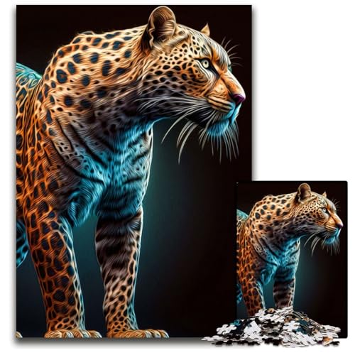 Jaguar-Puzzle, 1000 Teile, Papp-Puzzle für Erwachsene, Heimdekoration, 26x38cm/10,23x14,96 Zoll von JIANGENNF