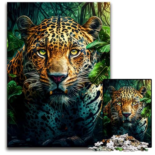 Jaguar-Puzzles 1000 Teile für Erwachsene, Holzpuzzles, Weihnachten, Halloween, Ostern, Neujahr, 50x75cm/19,68x29,52 Zoll von JIANGENNF