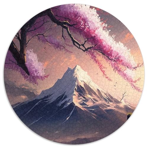 Japanische Kirschblüten, 1000-teiliges Puzzle-Geschenk, rundes Puzzle, 1000 Teile, anspruchsvolles DIY-Denkspiel, perfektes Familienspiel oder dekoratives Geschenk (Größe 67,5 x 67,5 cm) von JIANGENNF