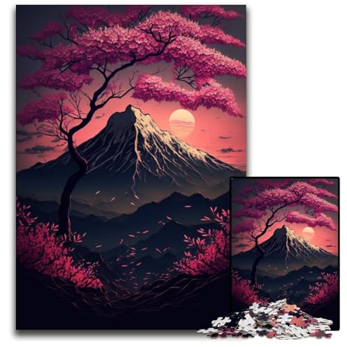 Japanische Kirschblüten, 1000-teiliges Puzzle aus Pappe für Erwachsene, für Reiseliebhaber und Paare, anspruchsvolles Spielzeug, 26x38cm/10,23x14,96 Zoll von JIANGENNF