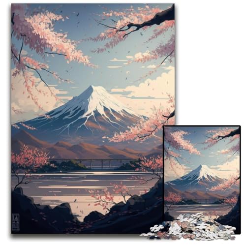 Japanische Kirschblüten 1000-teiliges Puzzle Puzzles für Erwachsene Anspruchsvolles Denkspiel - Entspannendes Spielzeug für Teenager 26x38cm/10,23x14,96 Zoll von JIANGENNF