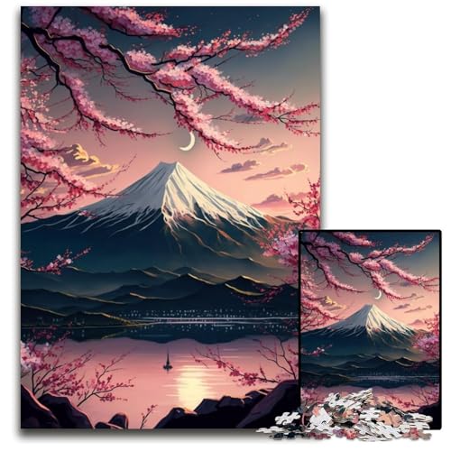 Japanische Kirschblüten 1000-teiliges Puzzle aus Pappe, Puzzle für Erwachsene, interaktives Familienspiel, Denksportaufgabe, Lernspielzeug, 26x38cm/10,23x14,96 Zoll von JIANGENNF