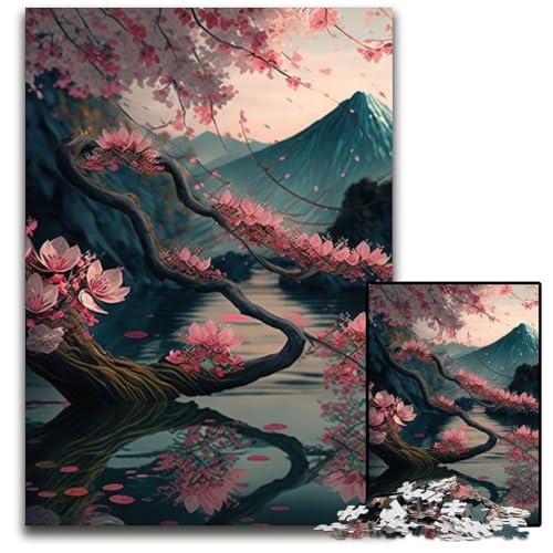 Japanische Kirschblüten-Puzzles 1000 Teile für Erwachsene, Denkspiel für Teenager, 50x75cm/19,68x29,52 Zoll von JIANGENNF