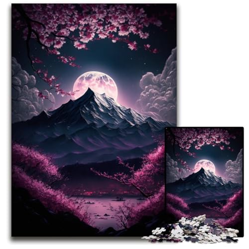 Japanische Landschafts-Neon-Puzzles für 1000-teilige Puzzles. Interaktives Familienspiel, Gehirn-Herausforderung, Lernspielzeug, 26x38cm/10,23x14,96 Zoll von JIANGENNF
