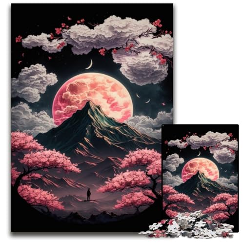 Japanische Landschafts-Neon-Puzzles für 1000-teilige Puzzles. Interaktives Familienspiel, Gehirn-Herausforderung, Lernspielzeug, 26x38cm/10,23x14,96 Zoll von JIANGENNF