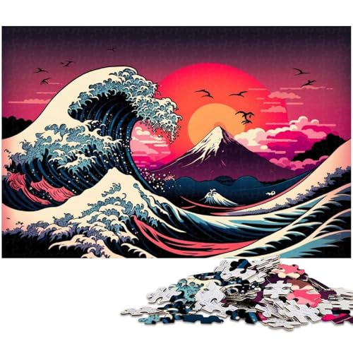 Japanische Meereswelle, 1000-teiliges Puzzle, Holzpuzzle, entspannende Unterhaltung, Heimdekoration, 50 x 75 cm / 19,68 x 29,52 Zoll Japanische Meereswelle, 1000-teiliges Puzzle, Holzpuzzle, entspannende Unterhaltung, Heimdekoration, 50 x 75 cm / 19,68 x 29,52 Zoll von JIANGENNF