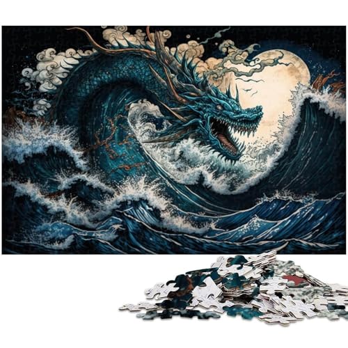 Japanischer Wellendrache, 1000-teiliges Puzzle, Holzpuzzle, DIY-Dekoration, Gehirn-Herausforderung, für Erwachsene, Familie, 50 x 75 cm / 19,68 x 29,52 Zoll Japanischer Wellendrache, 1000-teiliges Puzzle, Holzpuzzle, DIY-Dekoration, Gehirn-Herausforderung, für Erwachsene, Familie, 50 x 75 cm / 19,68 x 29,52 Zoll von JIANGENNF
