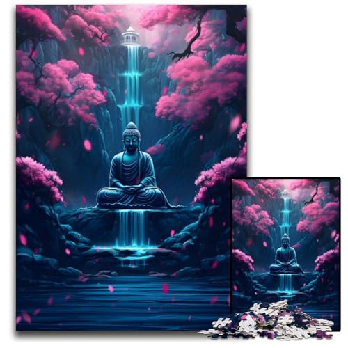 Japanisches Buddha-Wasserfall-Puzzle für Erwachsene, 1000-teiliges Puzzle für Erwachsene, anspruchsvolles DIY-Denkspiel für Teenager, 26x38cm/10,23x14,96 Zoll von JIANGENNF