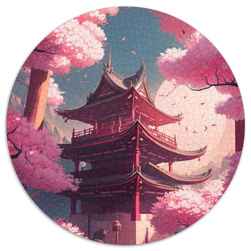 Japanisches Tempel-Puzzle für Erwachsene, 1000 Teile, 1000-teiliges rundes Puzzle für Erwachsene, hochschwieriges Denkspiel für Teenager (Größe 67,5 x 67,5 cm) von JIANGENNF