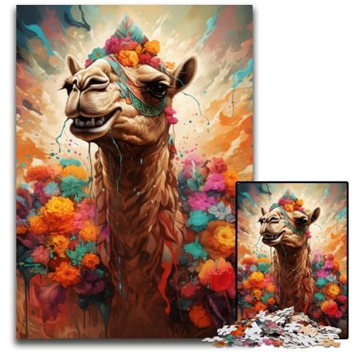 Kamel-Puzzle für Erwachsene, 1000 Holzpuzzles, Denkspiel, interaktives Familienspiel, geeignet für Kinder ab 14 Jahren, 50x75cm/19,68x29,52 Zoll Kamel-Puzzle für Erwachsene, 1000 Holzpuzzles, Denkspiel, interaktives Familienspiel, geeignet für Kinder ab 14 Jahren, 50x75cm/19,68x29,52 Zoll von JIANGENNF