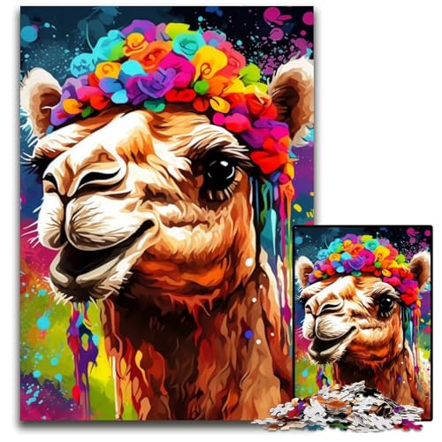 Kamel mit Blumen, 1000-teiliges Puzzle, anspruchsvolle Puzzles, interaktives Familienspiel, Denksportaufgabe, Lernspielzeug, 50x75cm/19,68x29,52 Zoll Kamel mit Blumen, 1000-teiliges Puzzle, anspruchsvolle Puzzles, interaktives Familienspiel, Denksportaufgabe, Lernspielzeug, 50x75cm/19,68x29,52 Zoll von JIANGENNF